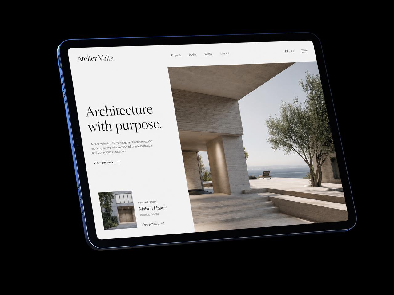 Mockup du site Atelier Volta réalisé par YM Digital
